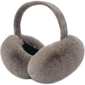 Women's Ear muffs Faux Fur Warm Earmuffs Cute Foldable Outdoor Ear Warmers Brown